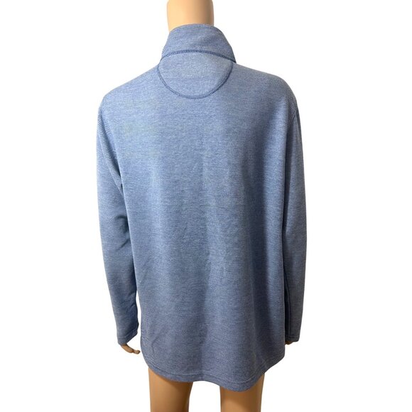 Izod Saltwater Mens Shirt L Blue Long Sleeve Pullover 1/4 Zip Mock Neck Relaxed - Picture 3 of 11